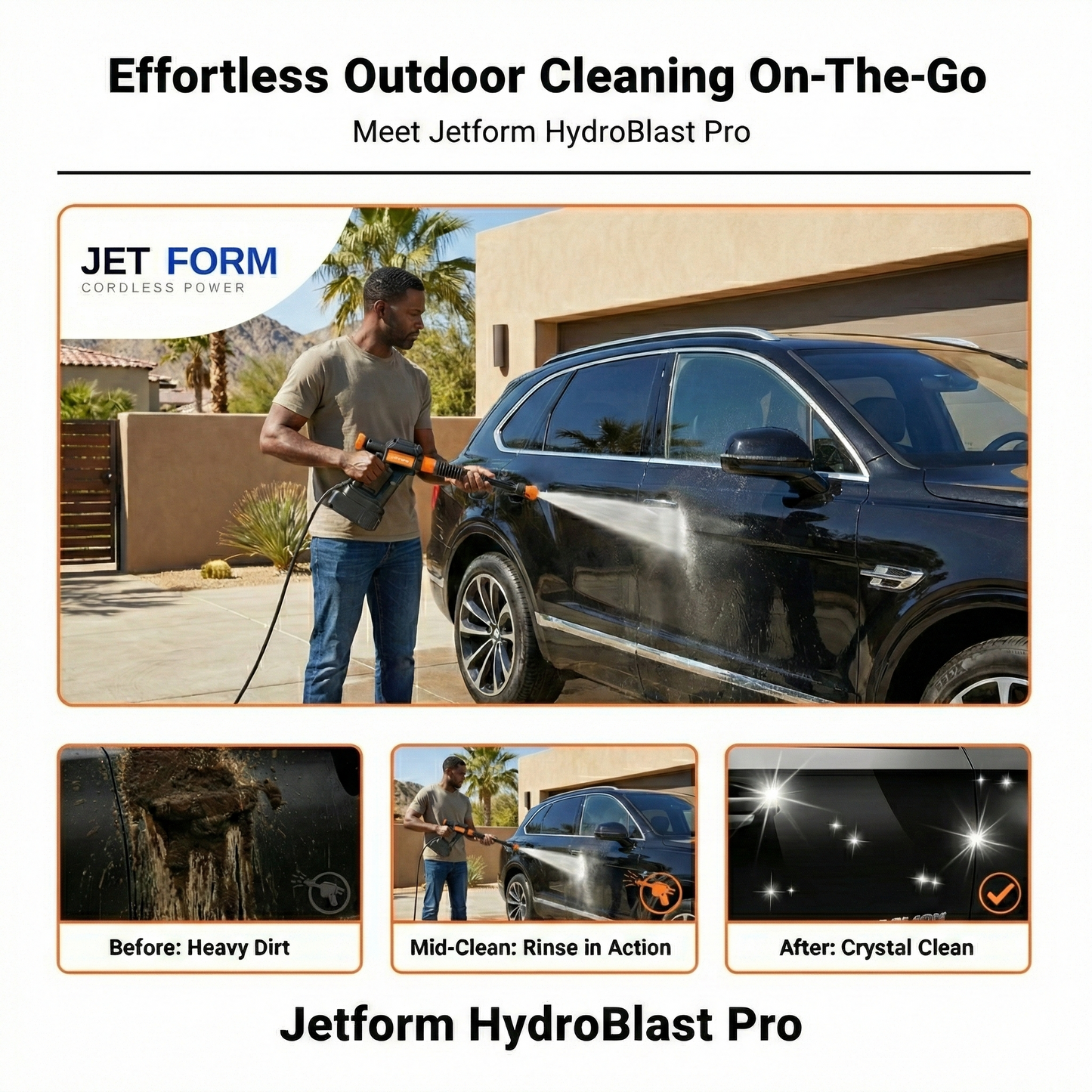Jetform HydroBlast Pro — Cordless Pressure Washer Kit